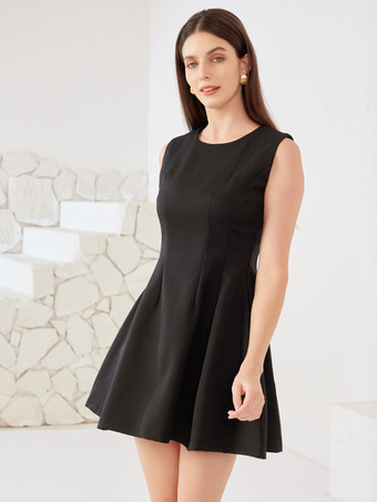 リトルブラックドレス ノースリーブ 夏 Aライン ミニドレス レディース 2026