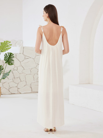 Weißes Etuikleid mit 3D-Blume langes Sommer-Strandkleid für Damen 2025