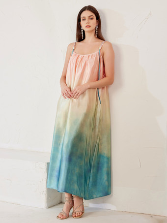 グラデーションカラーシフトドレス サマービーチロングスリップドレス レディース 2026