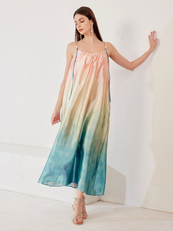 グラデーションカラーシフトドレス サマービーチロングスリップドレス レディース 2026
