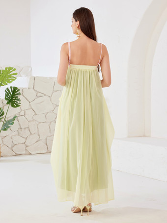 Etuikleid in Kontrastfarbe Sommer-/Strandkleid mit langem Schlitz für Damen 2025