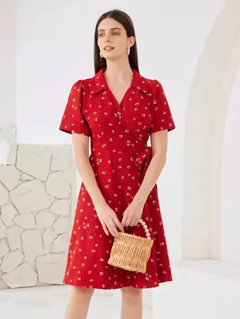 strapless open back dress Cassidy Red Polka Dot Mini Dress