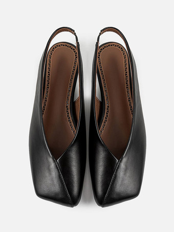 Bailarinas negras con punta cuadrada y tira trasera