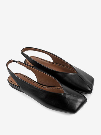 Bailarinas negras con punta cuadrada y tira trasera