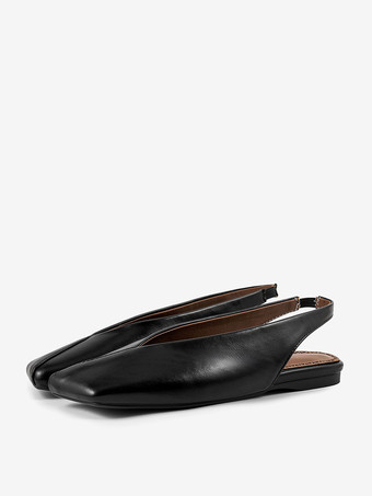 Bailarinas negras con punta cuadrada y tira trasera