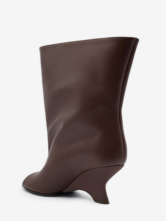 レディース アンクルブーツ ピープ TPE デザインヒール ブーティ