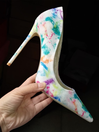 ホワイトハイヒール レディース ポインテッドトゥ スリッポン パンプス