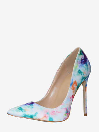 ホワイトハイヒール レディース ポインテッドトゥ スリッポン パンプス