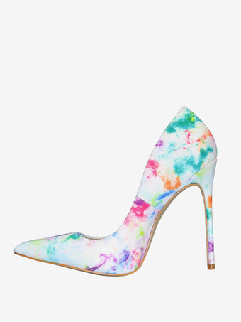 ホワイトハイヒール レディース ポインテッドトゥ スリッポン パンプス