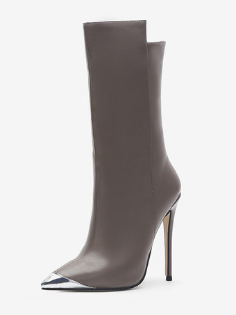 カーキ ブラック アンクル ブーツ デザイン ポインテッド トゥ ハイヒール ブーティ レディース 2025