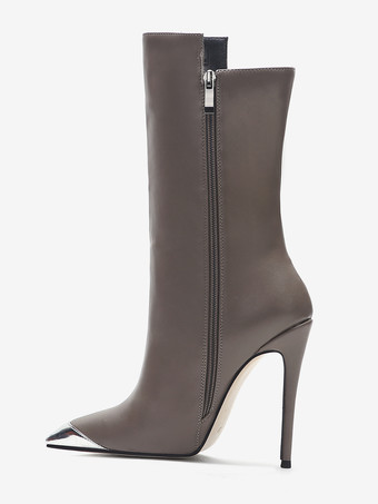 ブラック アンクル ブーツ デザイン ポインテッド トゥ ハイヒール ブーティ レディース 2025