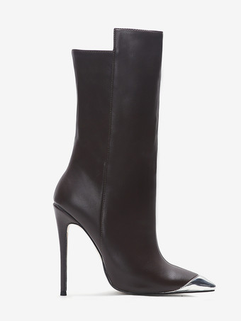 ブラック アンクル ブーツ デザイン ポインテッド トゥ ハイヒール ブーティ レディース 2025