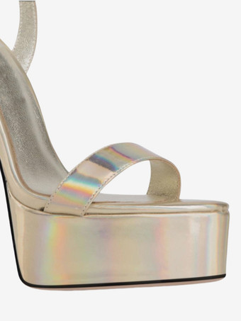 ゴールドハイヒールサンダル プラットフォーム オープントゥ ハイヒール セクシーシューズ