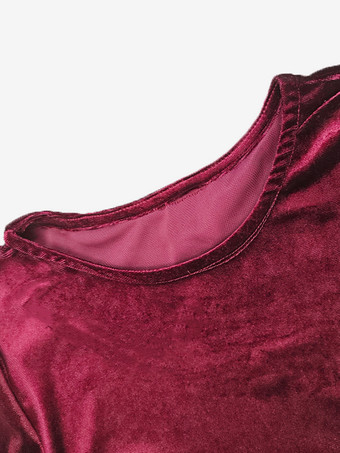 エレガントなベルベットのミニドレス、フリル裾、長袖ボディコンドレス、女性用 2025