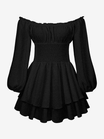 ボヘミアン ミニ ジャンプスーツ オフショルダー ランタン スリーブ 春のレディース 2025 衣装