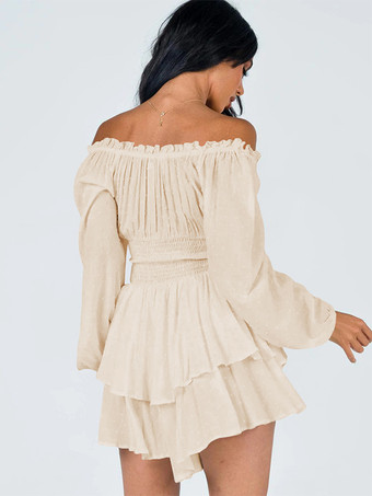 ボヘミアン ミニ ジャンプスーツ オフショルダー ランタン スリーブ 春のレディース 2025 衣装