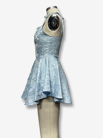 ジャカード フローラル ミニドレス Aライン セクシー バースデーパーティー スリップドレス レディース 2025