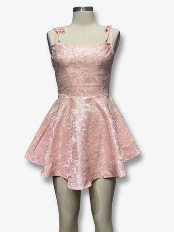 ジャカード フローラル ミニドレス Aライン セクシー バースデーパーティー スリップドレス レディース 2025