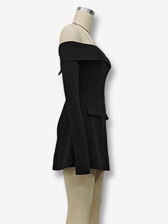 オフショルダーの長袖Aラインのミニドレス、女性用バースデーパーティードレス 2025