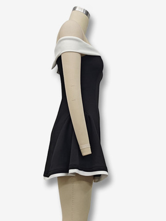 オフショルダーミニドレス 長袖 Aライン セクシー バースデーパーティードレス レディース 2025