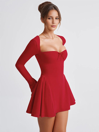 セクシーなミニドレス 長袖 Aラインドレス レディース 2025