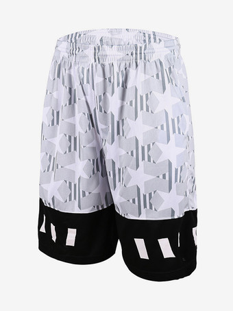 ホワイト＋ブラックメンズ ルーズフィット ショートパンツ ビーチ 速乾 プリント サマー ショートパンツ