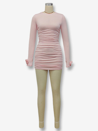 フラワーディテール付きボディコンドレス 長袖ミニドレス レディース 2026