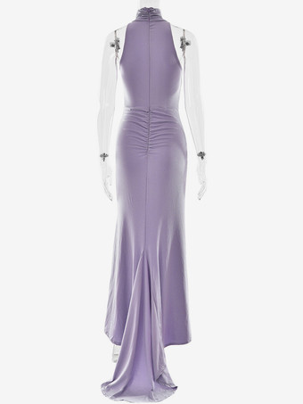 マキシ パーティードレス ハイネック ノースリーブ マーメイド ルーシュ ボディコンドレス レディース 2026