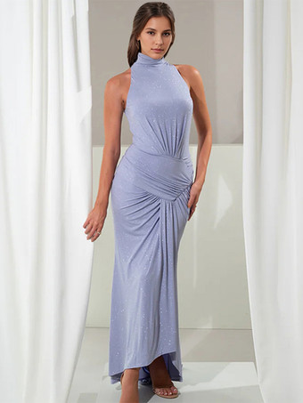 マキシ パーティードレス ハイネック ノースリーブ マーメイド ルーシュ ボディコンドレス レディース 2026