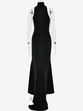 マキシ パーティードレス ハイネック ノースリーブ マーメイド ルーシュ ボディコンドレス レディース 2026