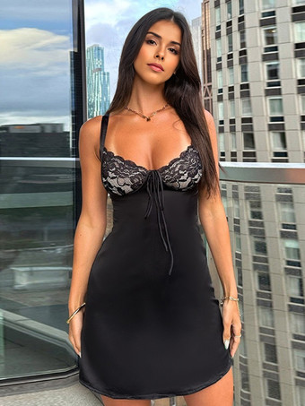 Sexy Mini-Spitze mit Spaghetti-Trägern figurbetontes Kleid für Frauen 2025