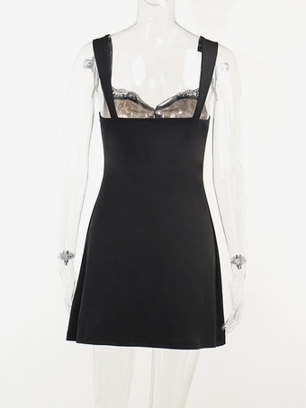 Sexy Mini-Spitze mit Spaghetti-Trägern figurbetontes Kleid für Frauen 2025