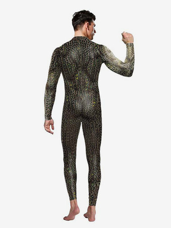 モンスター全身タイツ ハロウィン メンズジャンプスーツ ゼンタイ 3Dプリント レディース メンズ 動物 スネークスキン柄 セクシージャンプスーツ コスプレ衣装 スキニー パーティー ボディスーツ