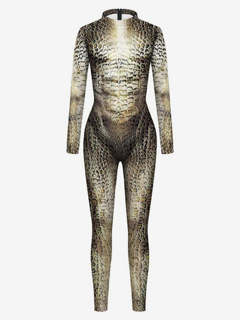 モンスター全身タイツ ハロウィン メンズジャンプスーツ ゼンタイ 3Dプリント レディース メンズ 動物 スネークスキン柄 セクシージャンプスーツ コスプレ衣装 スキニー パーティー ボディスーツ