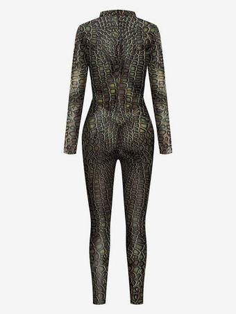 モンスター全身タイツ ハロウィン メンズジャンプスーツ ゼンタイ 3Dプリント レディース メンズ 動物 スネークスキン柄 セクシージャンプスーツ コスプレ衣装 スキニー パーティー ボディスーツ