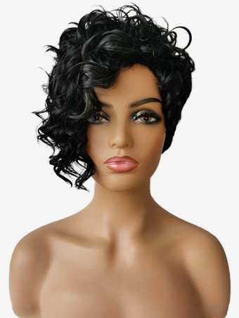 ショートカーリーヘア耐熱ファイバー合成デイリーウィッグ女性用 2025