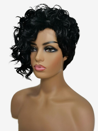 ショートカーリーヘア耐熱ファイバー合成デイリーウィッグ女性用 2025