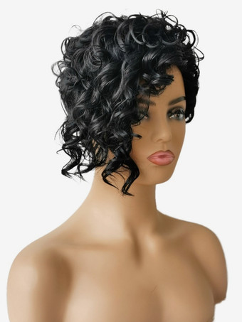 ショートカーリーヘア耐熱ファイバー合成デイリーウィッグ女性用 2025