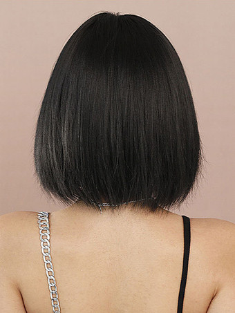 ショートストレートボブ、前髪あり、デイリー合成ウィッグ、女性用 2025