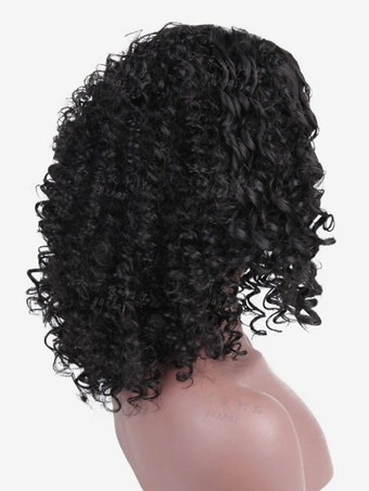アフリカのショートカーリーヘアウィッグ、黒、真ん中分け、合成フルヘッドウィッグ、女性用 2025