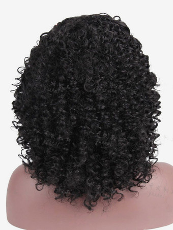 アフリカのショートカーリーヘアウィッグ、黒、真ん中分け、合成フルヘッドウィッグ、女性用 2025