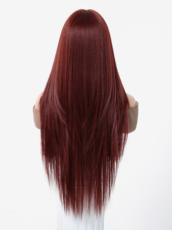 ロングストレートヘア、前髪付き、耐熱ファイバー合成ウィッグ、女性用 2025