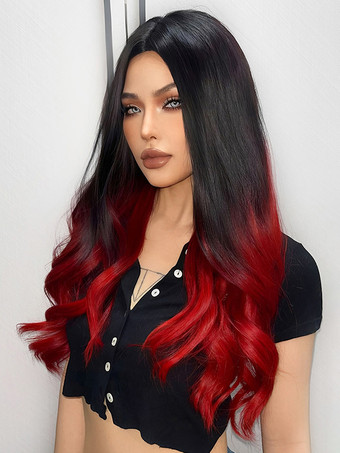 ハイライトロングカーリーヘアウィッグミドルパートフルヘッドデイリーウィッグ女性用2025