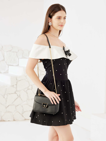 スクエア ブラック ショルダーバッグ チェーン クロスボディバッグ レディース 2026