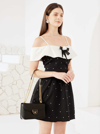 スクエア ブラック ショルダーバッグ チェーン クロスボディバッグ レディース 2026