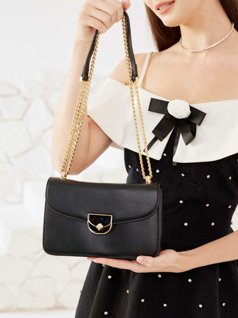 ブラック スクエア ブラック ショルダーバッグ チェーン クロスボディバッグ レディース 2026