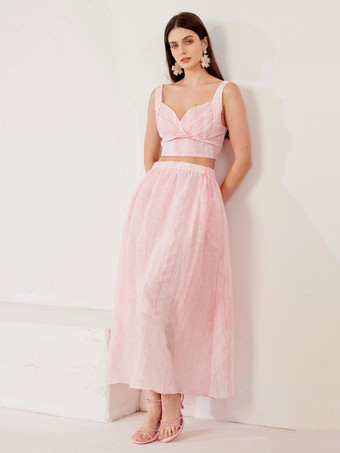 RosaRosa Zweiteiler Set Crop Top und langer Rock Sommeroutfit für Damen 2025