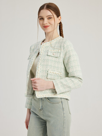 気質のあるレディスタイルジャケットクルーネック春アウターウェア女性用2025