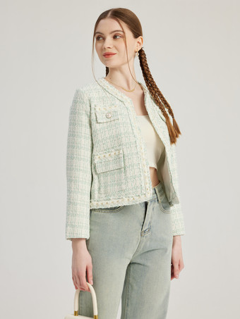 気質のあるレディスタイルジャケットクルーネック春アウターウェア女性用2025