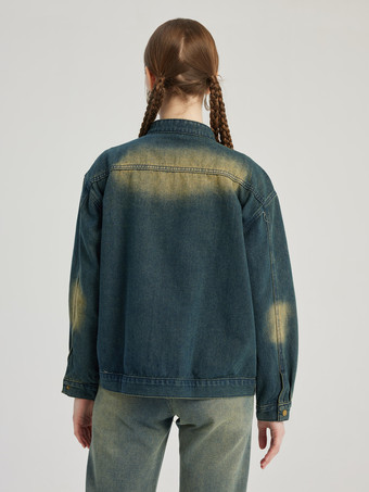 ヴィンテージ デニム ジャケット ラウンドネック 春アウター レディース 2026